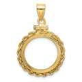 14k Rope & D/C 16.5mm x 1.35mm Screw Top Coin Bezel Pendant