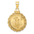 14ky Rope Screw Top 1/10oz Mounted American Eagle Coin D/C Bezel Pendant