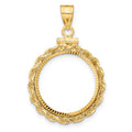 14k Rope & D/C 17.8mm x 1.35mm Screw Top Coin Bezel Pendant