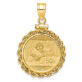 10k Rope & D/C Mounted 1/10oz Panda Screw Top Coin Bezel Pendant