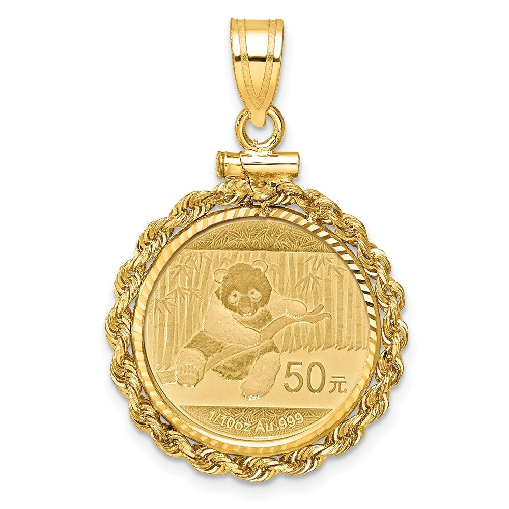 10k Rope & D/C Mounted 1/10oz Panda Screw Top Coin Bezel Pendant