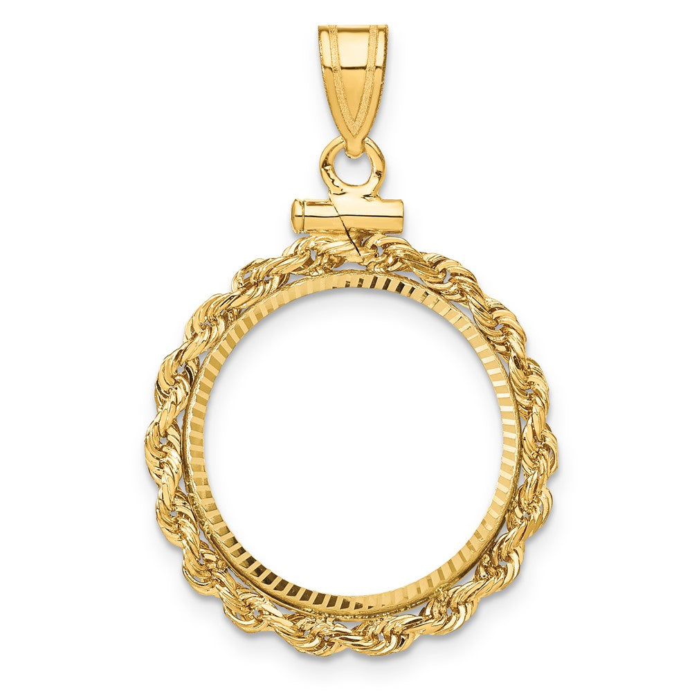 10k Rope & D/C 18.0mm x 1.35mm Screw Top Coin Bezel Pendant
