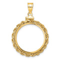 14k Rope & D/C 21.6mm x 1.7mm Screw Top Coin Bezel Pendant