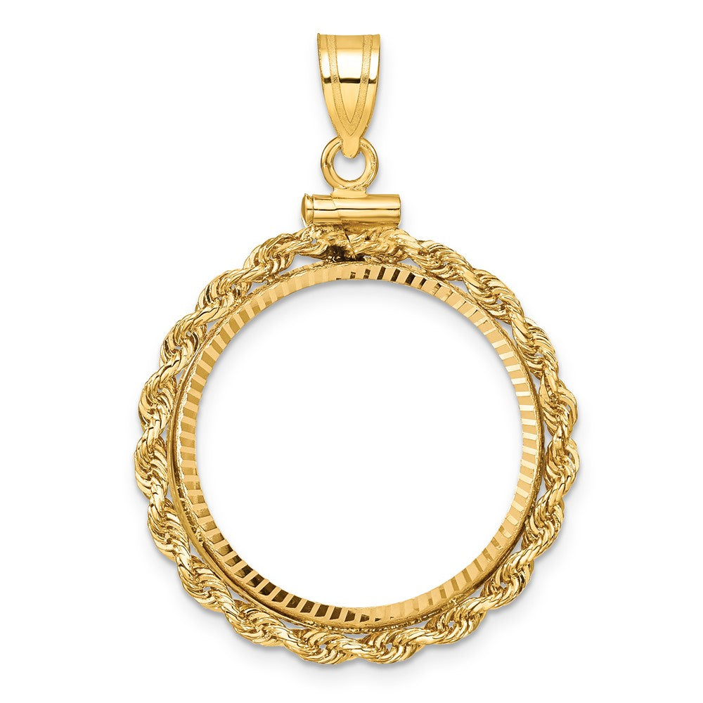 10k Rope & D/C 22.0mm x 1.9mm Screw Top Coin Bezel Pendant