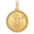 14ky Rope Screw Top 1/2oz Mounted American Eagle Coin D/C Bezel Pendant