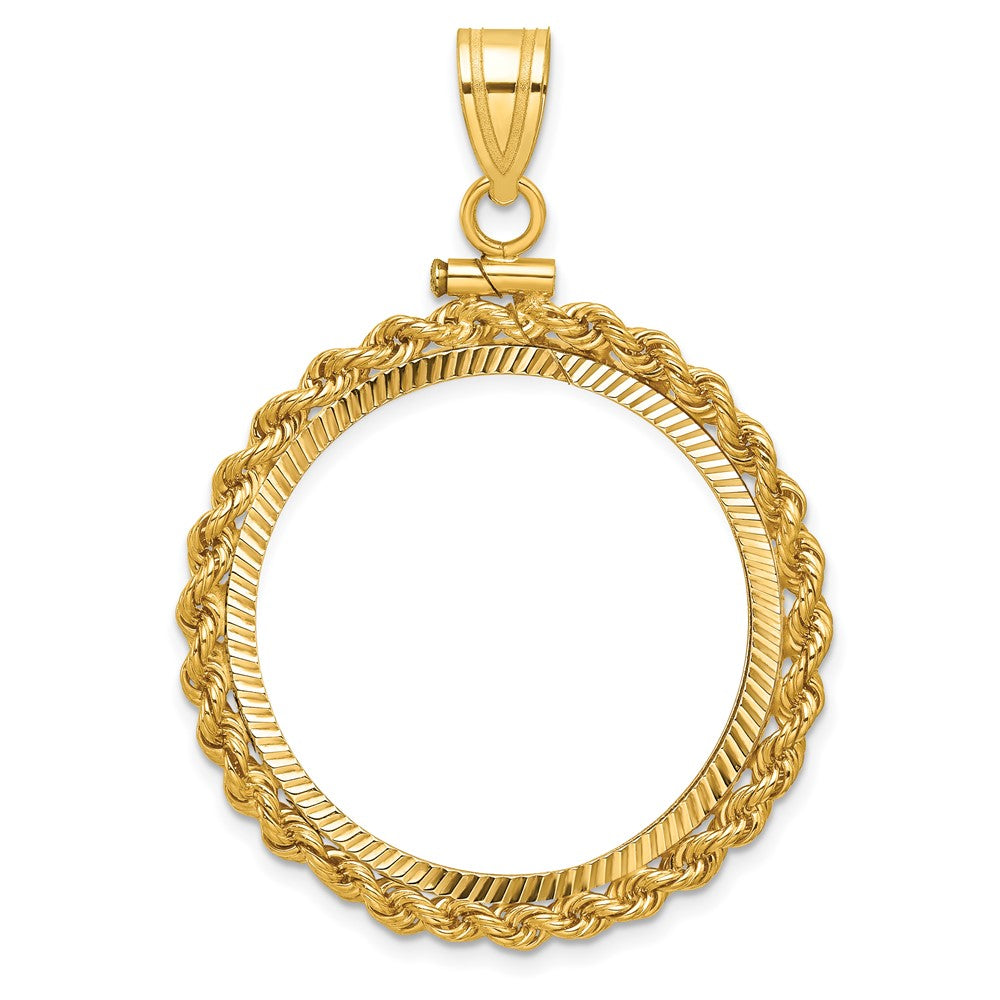 14k Rope & D/C 27.0mm x 2.35mm Screw Top Coin Bezel Pendant