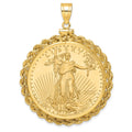 14ky Rope Screw Top 1oz Mounted American Eagle Coin D/C Bezel Pendant