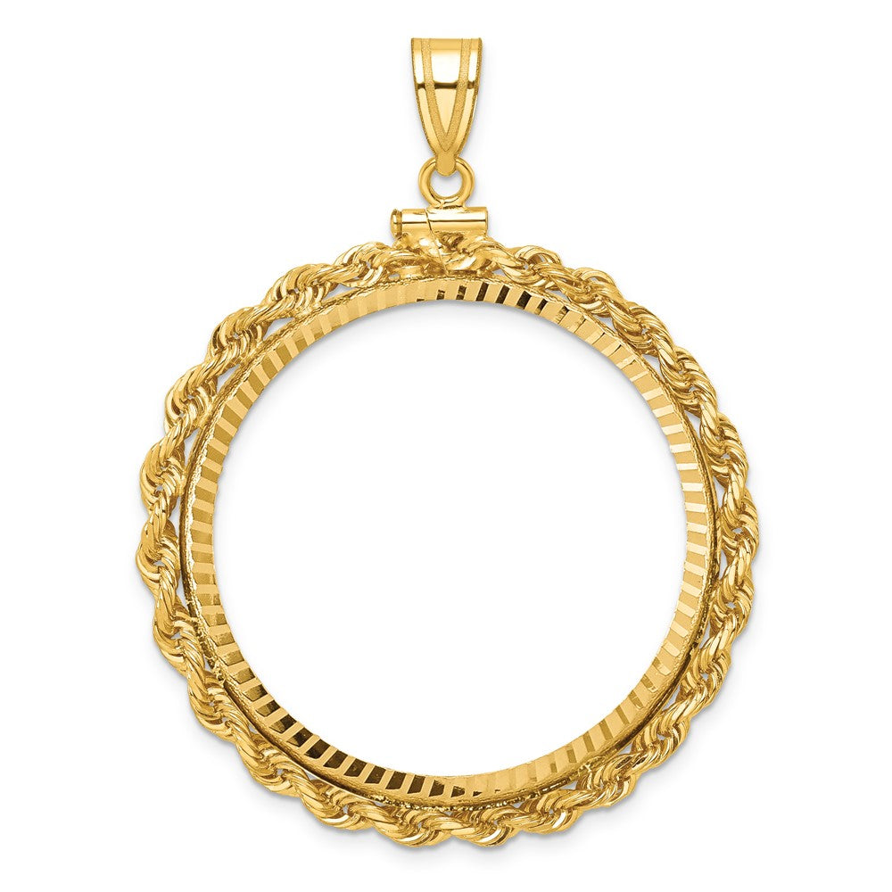 10k Rope & D/C 34.2mm x 2.85mm Screw Top Coin Bezel Pendant