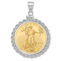 14kw Polished Rope Mntd 1/2oz AM Eagle Screw Top Coin Bezel Pendant