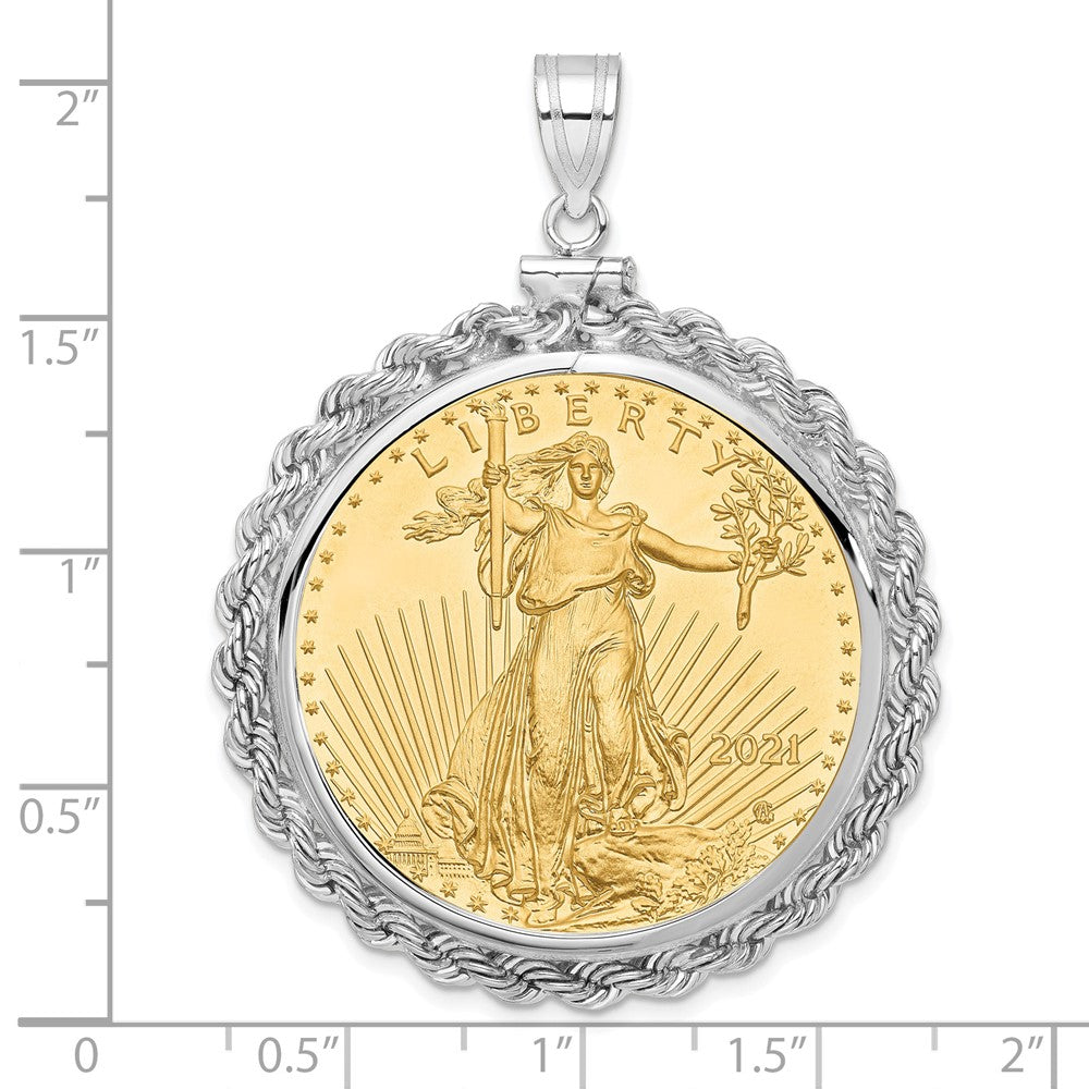 14kw 1oz Mounted American Eagle Coin Screw Top Rope Pol Bezel Pendant