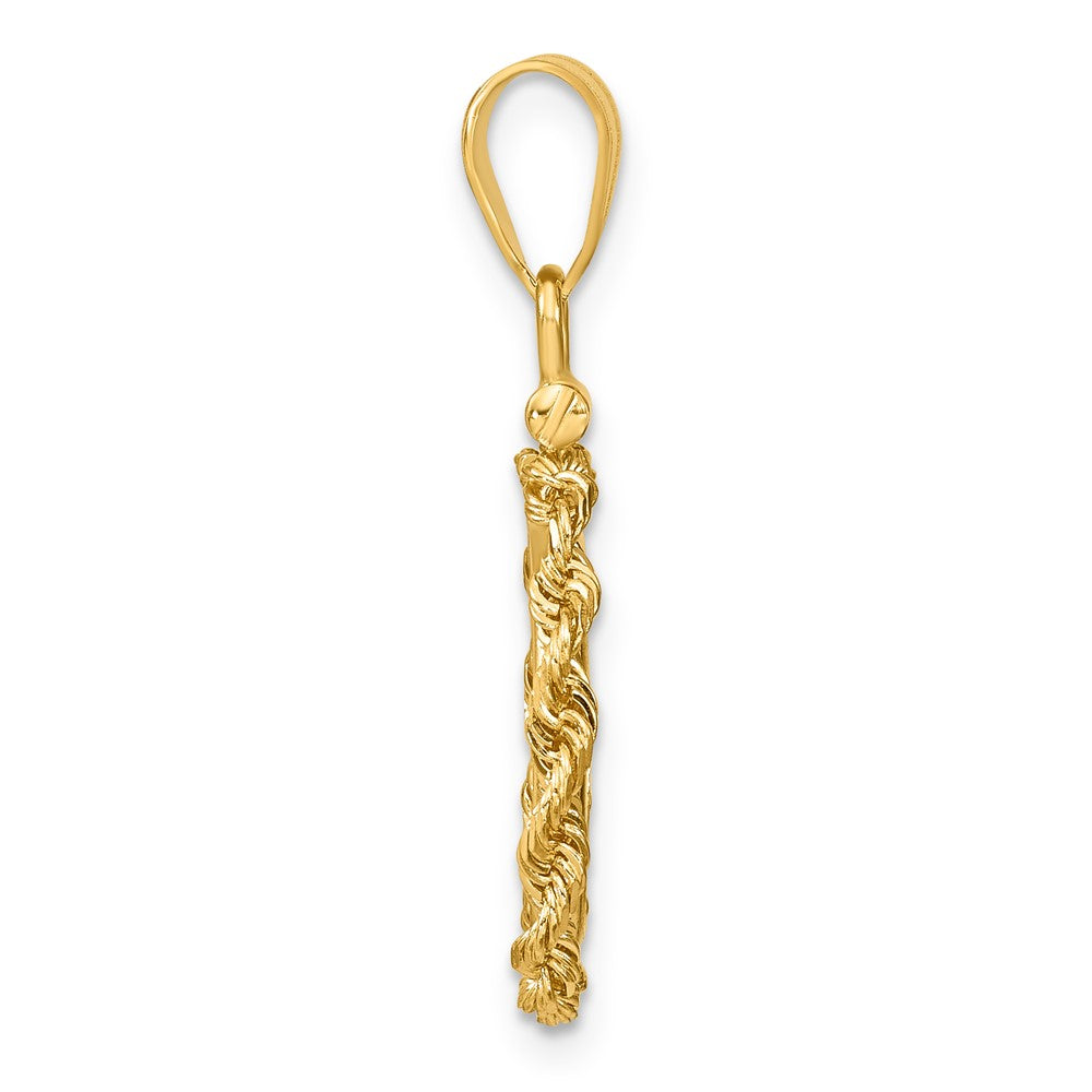 14k Polished Rope 13.0mm x 1.1mm Screw Top Coin Bezel Pendant