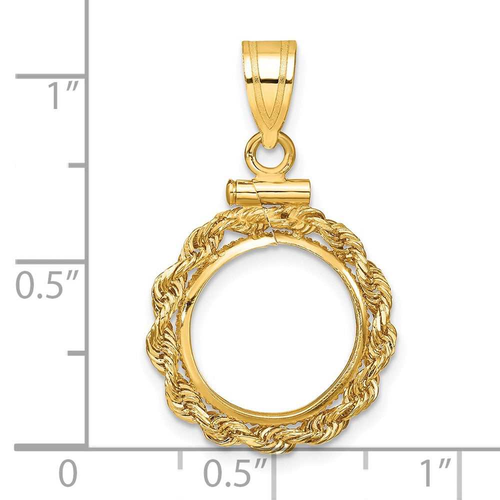 14k Polished Rope 13.0mm x 1.1mm Screw Top Coin Bezel Pendant