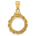 10k Polished Rope 13.0mm x 1.1mm Screw Top Coin Bezel Pendant