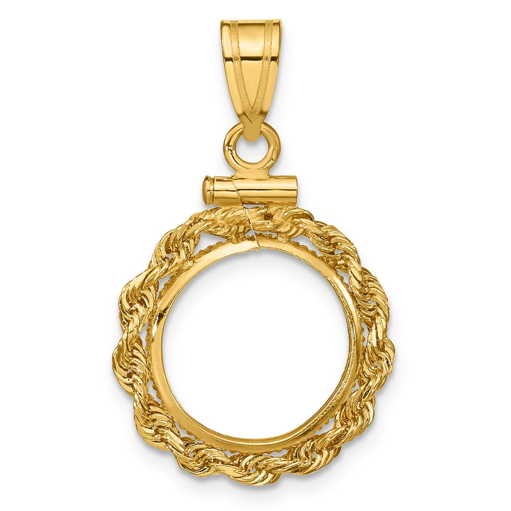 10k Polished Rope 13.0mm x 1.1mm Screw Top Coin Bezel Pendant