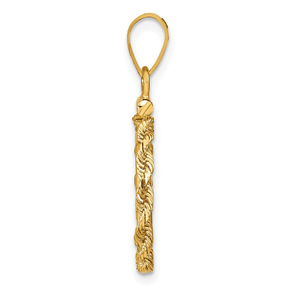 14k Polished Rope 14.0mm x 1.1mm Screw Top Coin Bezel Pendant