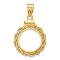 14k Polished Rope 14.0mm x 1.1mm Screw Top Coin Bezel Pendant