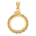 14k Polished Rope 16.5mm x 1.35mm Screw Top Coin Bezel Pendant