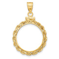14k Polished Rope 17.8mm x 1.35mm Screw Top Coin Bezel Pendant