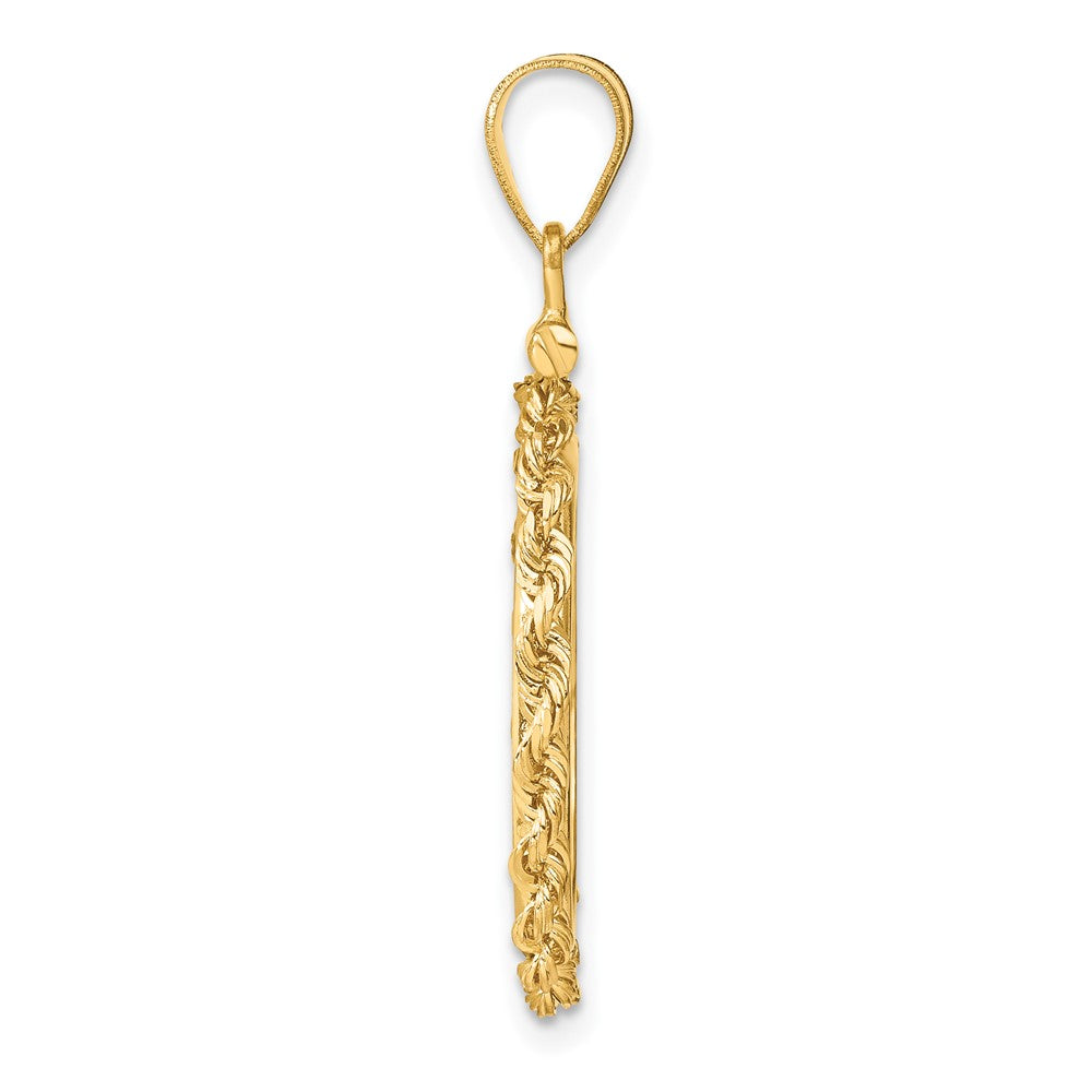 14k Polished Rope 18.0mm x 1.35mm Screw Top Coin Bezel Pendant