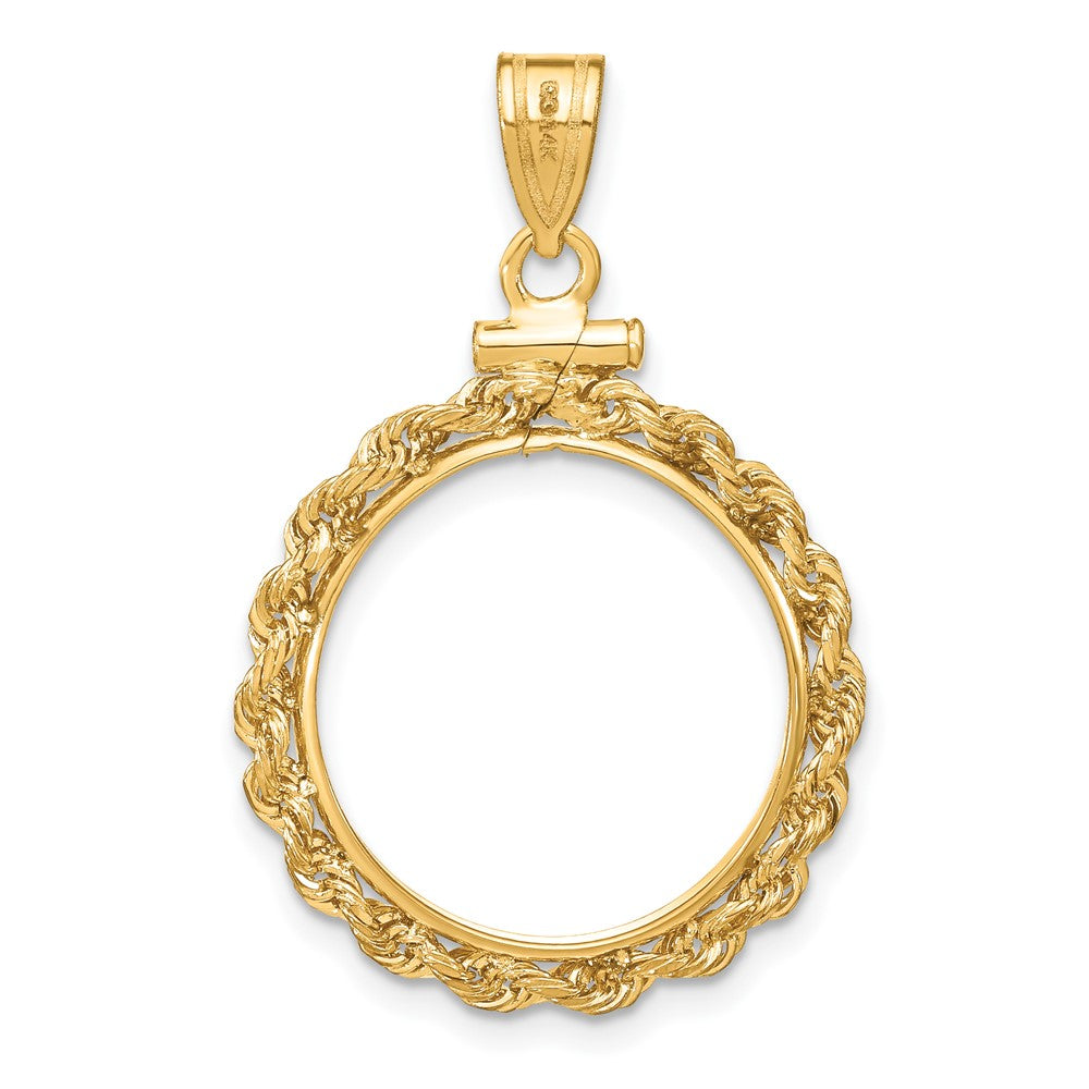 14k Polished Rope 18.0mm x 1.35mm Screw Top Coin Bezel Pendant