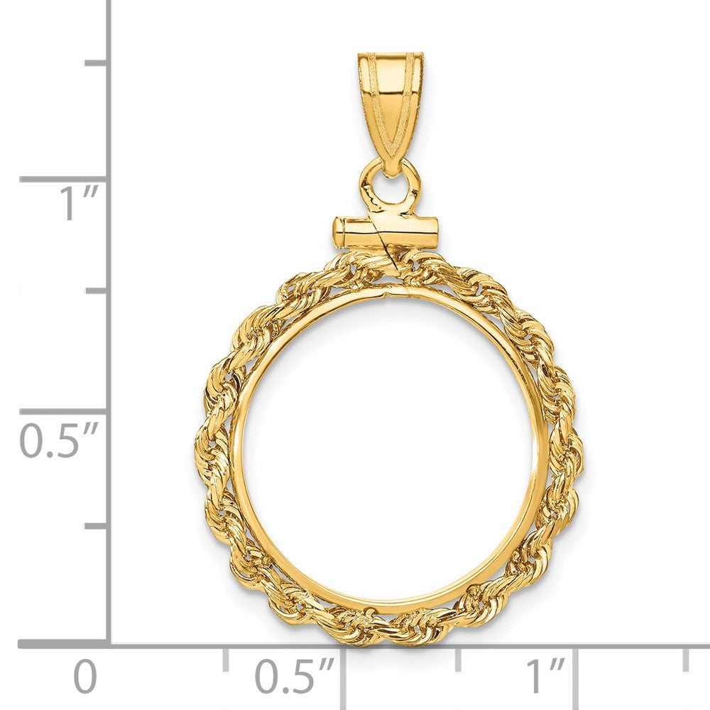 14k Polished Rope 18.0mm x 1.35mm Screw Top Coin Bezel Pendant