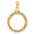 14k Polished Rope 18.0mm x 1.35mm Screw Top Coin Bezel Pendant