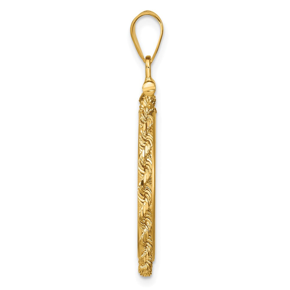 14k Polished Rope 21.6mm x 1.7mm Screw Top Coin Bezel Pendant