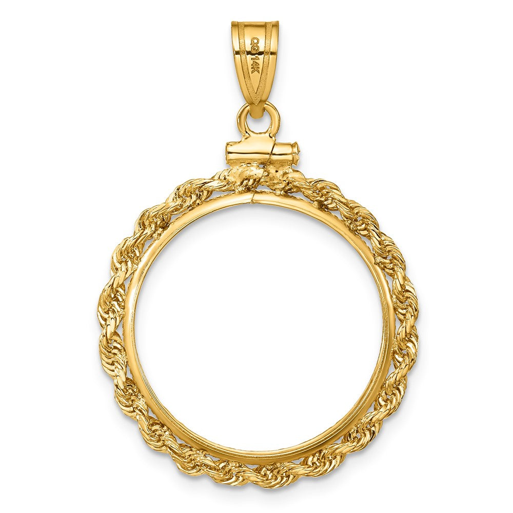 14k Polished Rope 21.6mm x 1.7mm Screw Top Coin Bezel Pendant