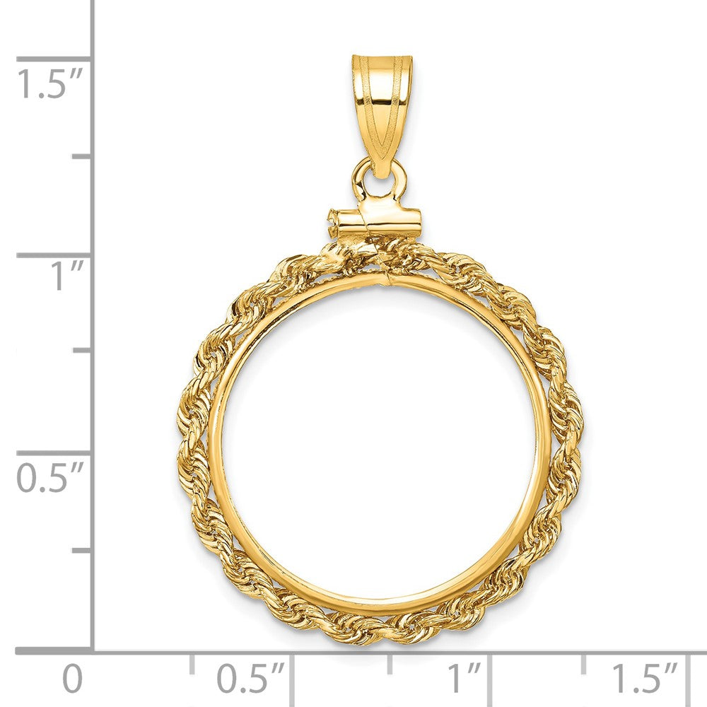 14k Polished Rope 21.6mm x 1.7mm Screw Top Coin Bezel Pendant