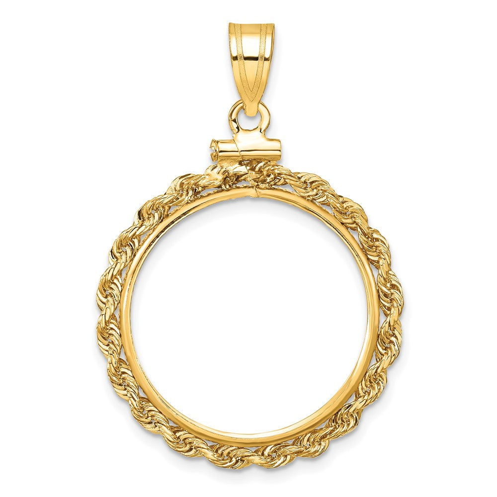 14k Polished Rope 21.6mm x 1.7mm Screw Top Coin Bezel Pendant