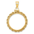 14k Polished Rope 21.6mm x 1.7mm Screw Top Coin Bezel Pendant