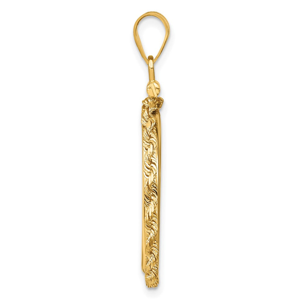 14k Polished Rope 22.0mm x 1.9mm Screw Top Coin Bezel Pendant