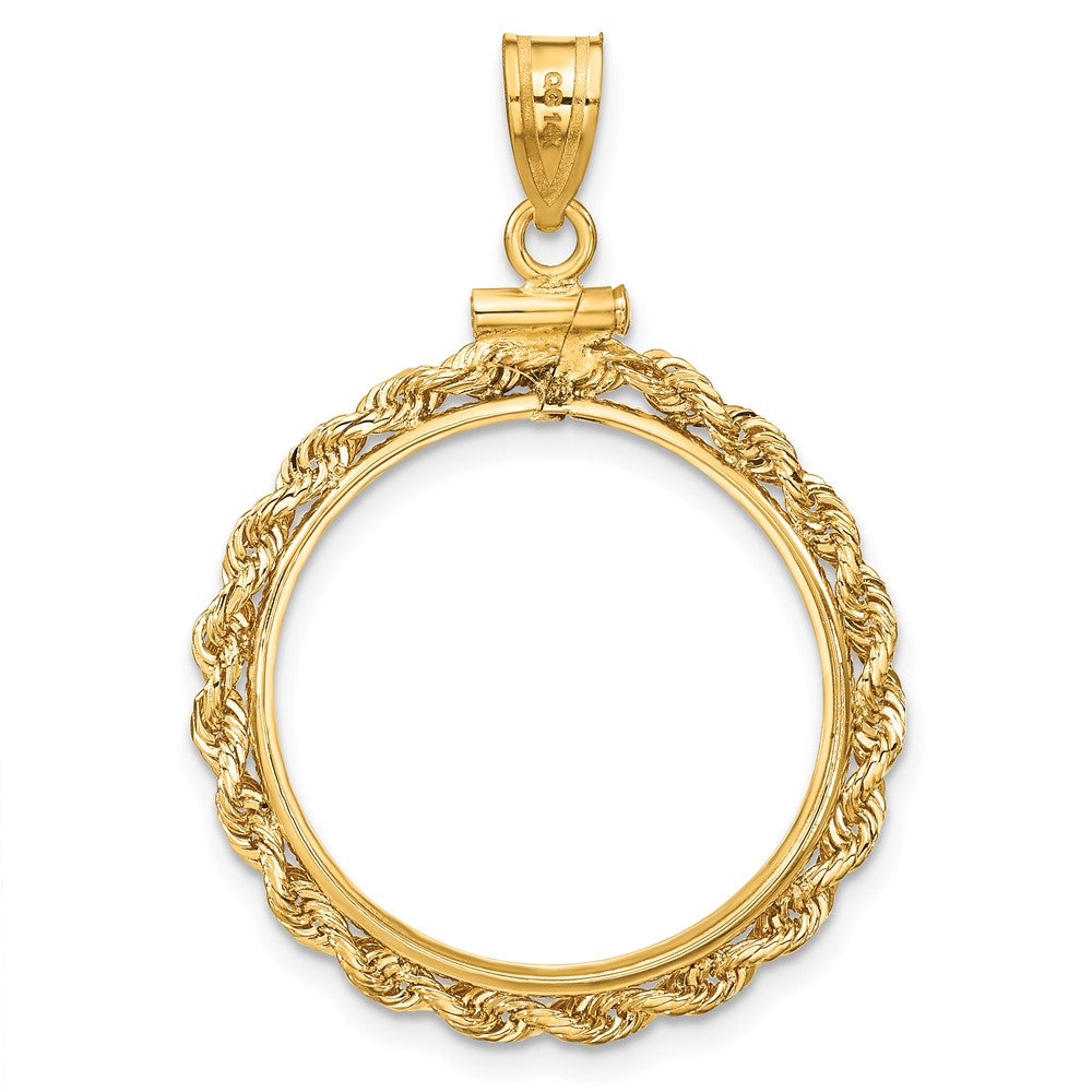 14k Polished Rope 22.0mm x 1.9mm Screw Top Coin Bezel Pendant
