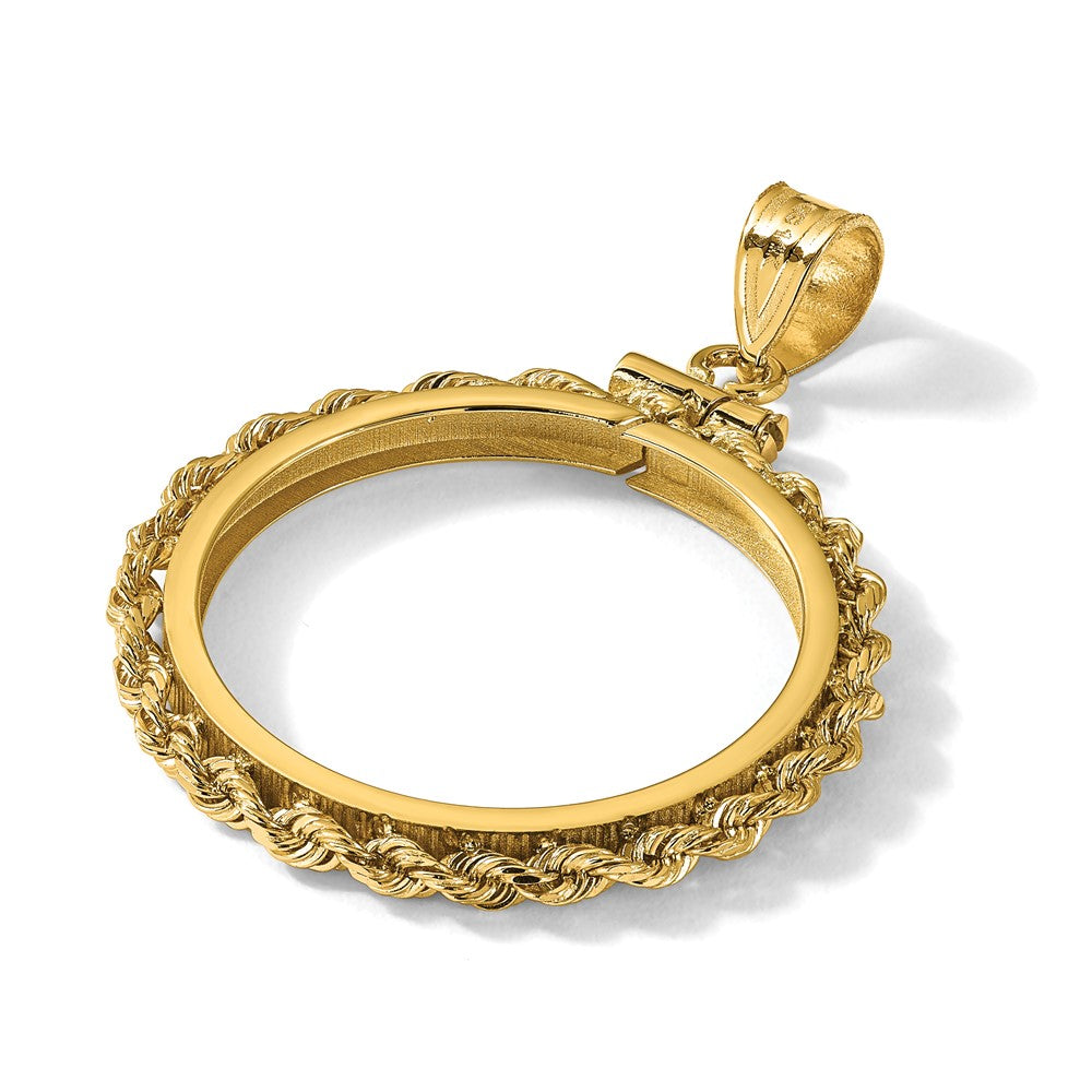 14k Polished Rope 22.0mm x 1.9mm Screw Top Coin Bezel Pendant