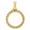 14k Polished Rope 22.0mm x 1.9mm Screw Top Coin Bezel Pendant