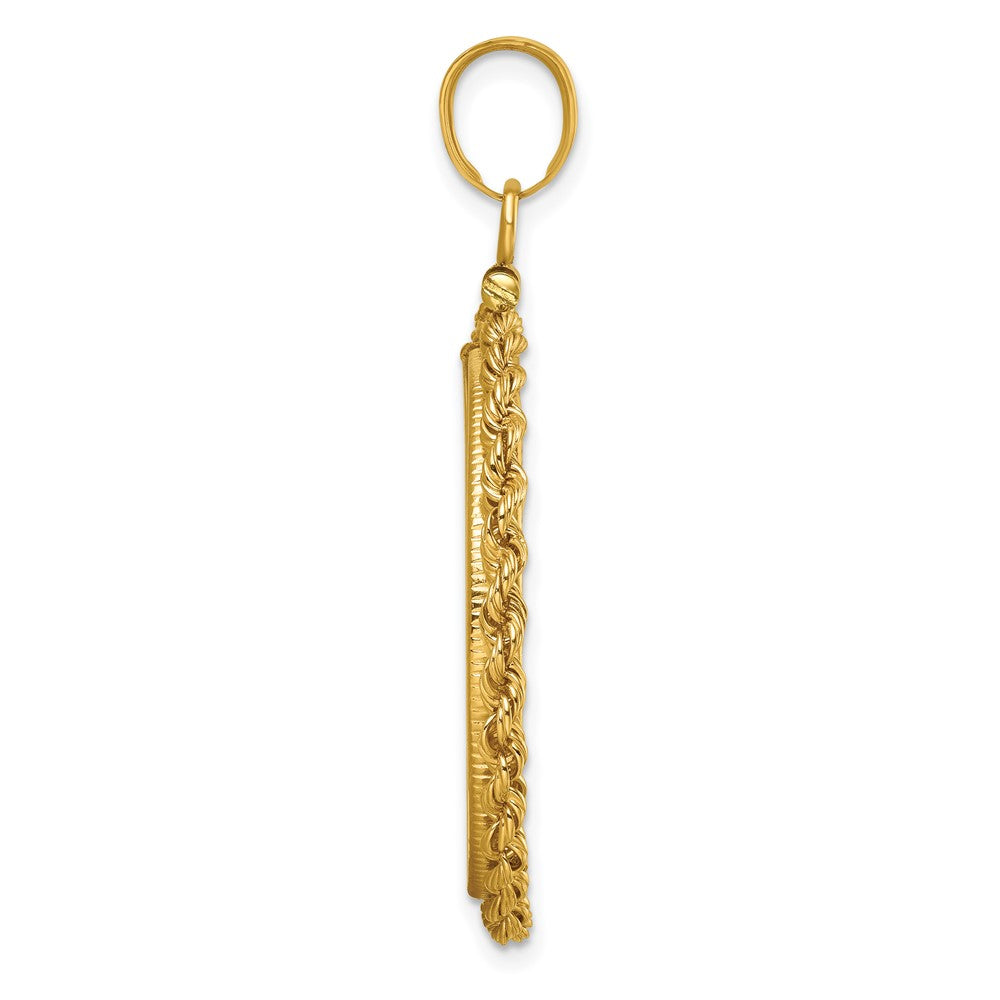 14k Polished Rope 27.0mm x 2.35mm Screw Top Coin Bezel Pendant