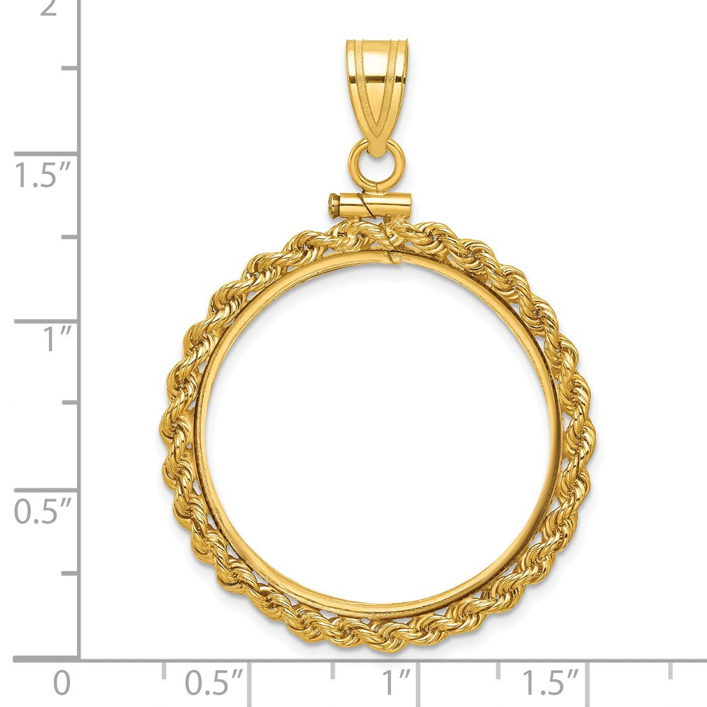 14k Polished Rope 27.0mm x 2.35mm Screw Top Coin Bezel Pendant