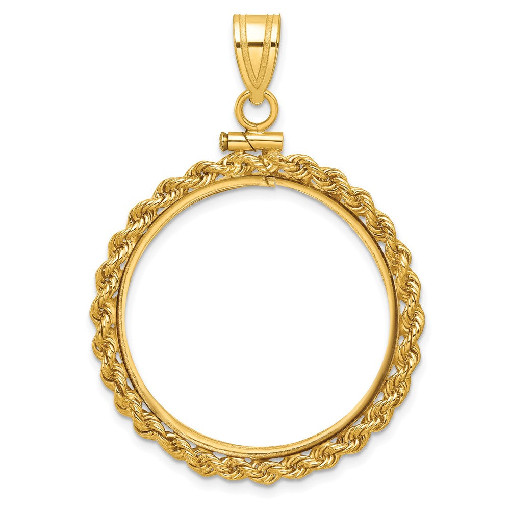 14k Polished Rope 27.0mm x 2.35mm Screw Top Coin Bezel Pendant
