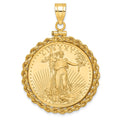 10k Polished Rope Mntd 1/2oz AM Eagle Screw Top Coin Bezel Pendant