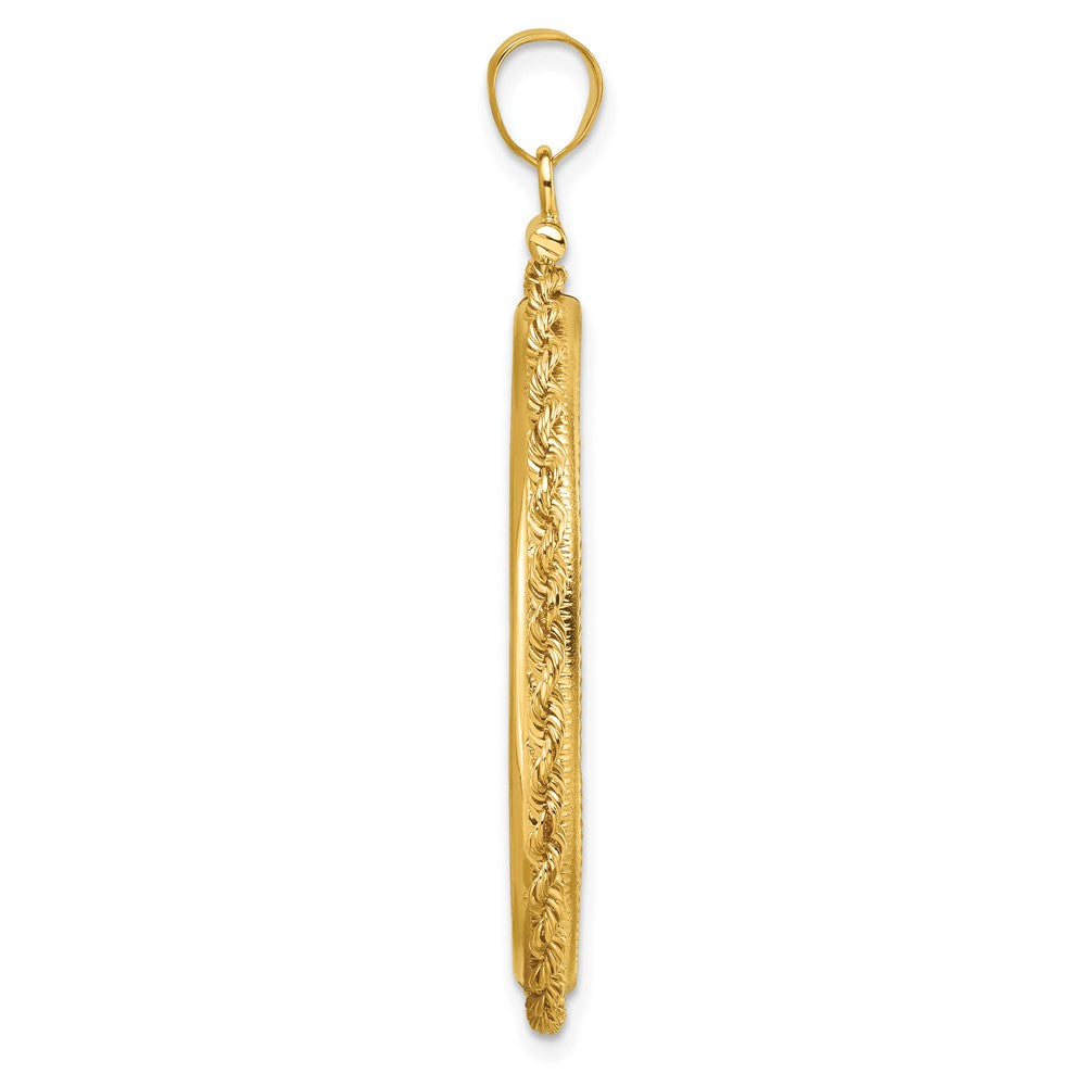 14k Polished Rope 32.0mm x 2.85mm Screw Top Coin Bezel Pendant