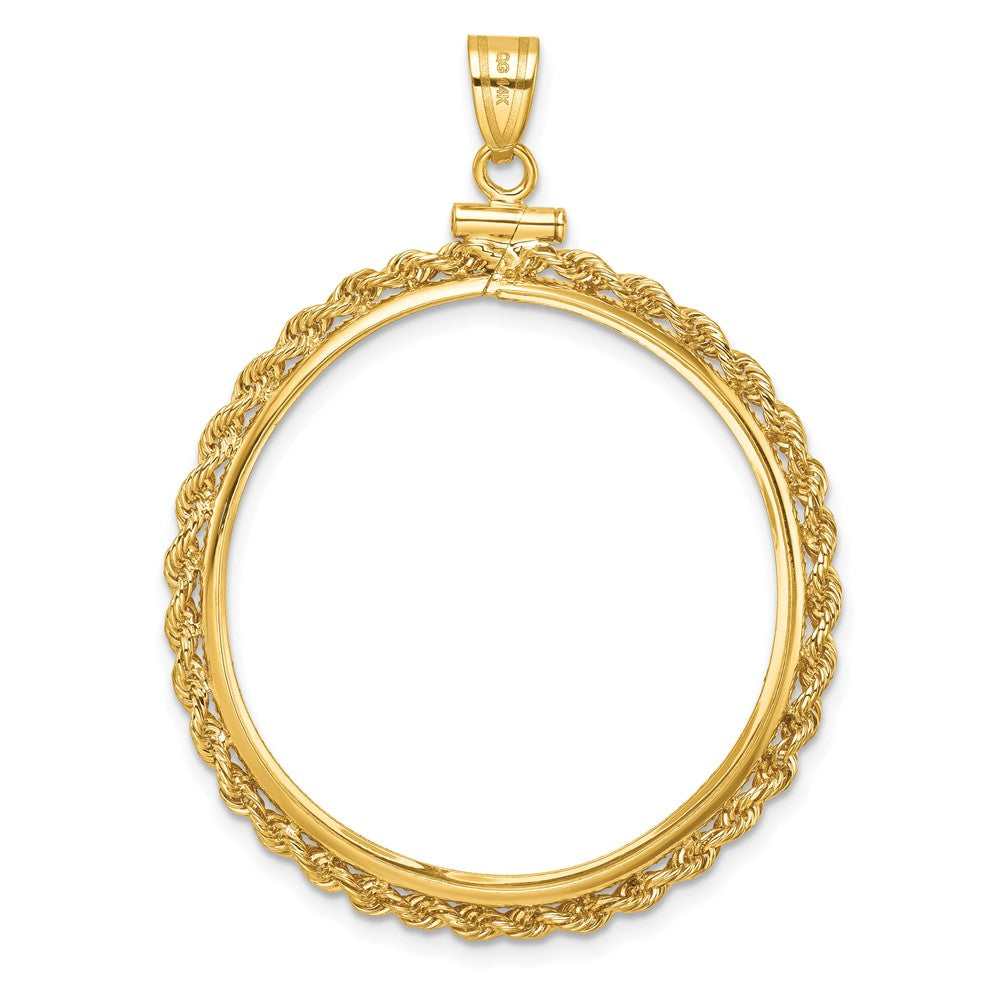 14k Polished Rope 32.0mm x 2.85mm Screw Top Coin Bezel Pendant