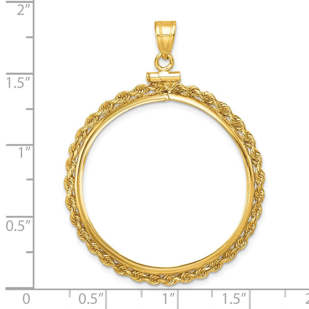 14k Polished Rope 32.0mm x 2.85mm Screw Top Coin Bezel Pendant