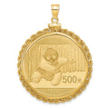 10k Polished Rope Mounted 1oz Panda Screw Top Coin Bezel Pendant