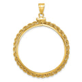 14k Polished Rope 32.0mm x 2.85mm Screw Top Coin Bezel Pendant