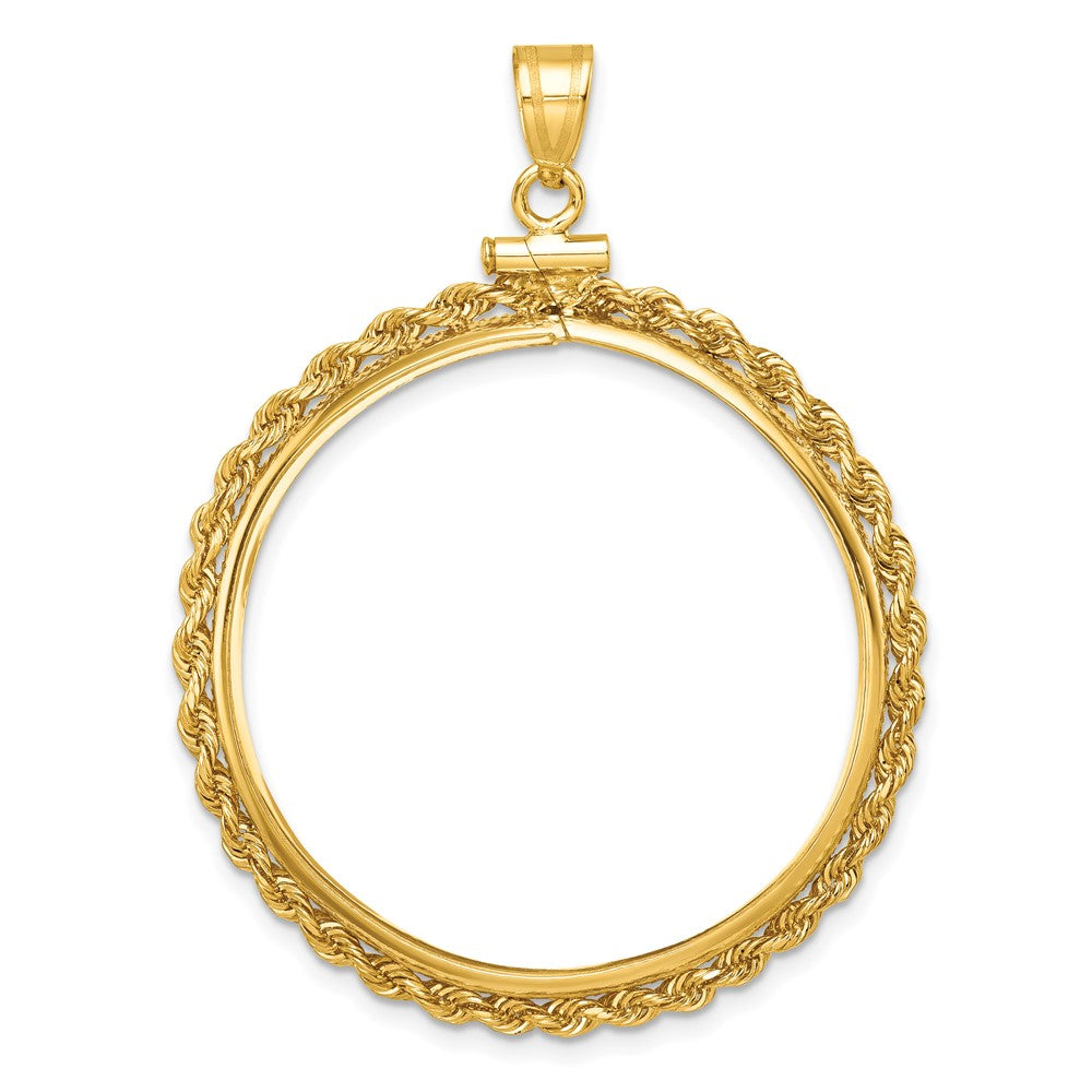 14k Polished Rope 32.0mm x 2.85mm Screw Top Coin Bezel Pendant