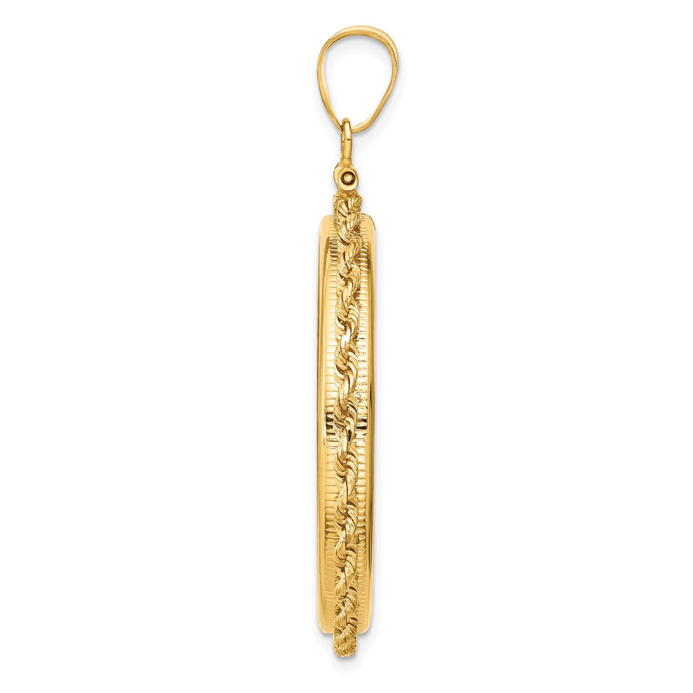 14k Polished Rope 32.7mm x 3mm Screw Top Coin Bezel Pendant