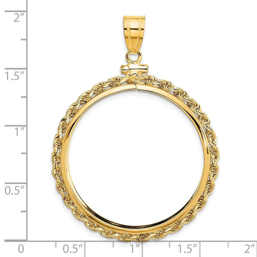 14k Polished Rope 32.7mm x 3mm Screw Top Coin Bezel Pendant
