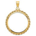 10k Polished Rope 32.7mm x 3mm Screw Top Coin Bezel Pendant