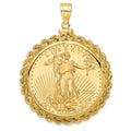 10k Polished Rope Mounted 1oz AM Eagle Screw Top Coin Bezel Pendant