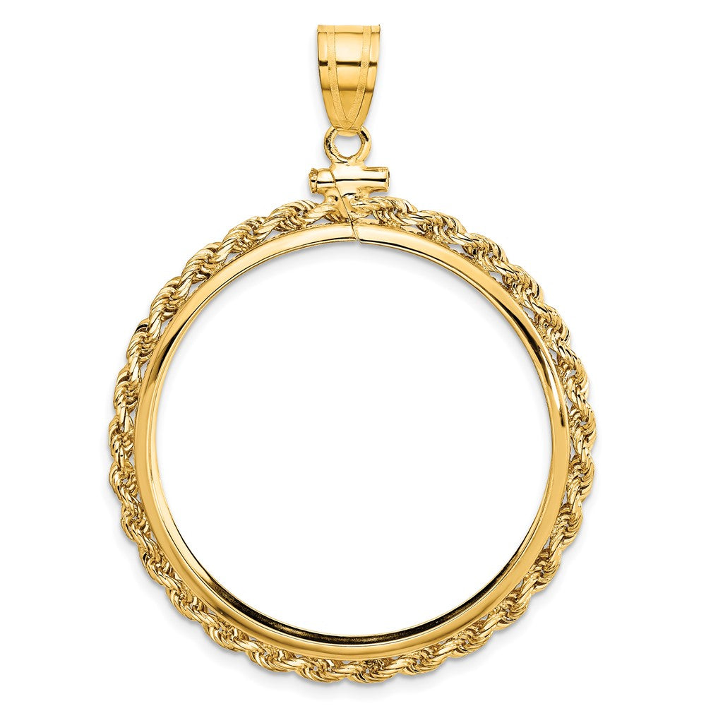 14k Polished Rope 32.7mm x 3mm Screw Top Coin Bezel Pendant